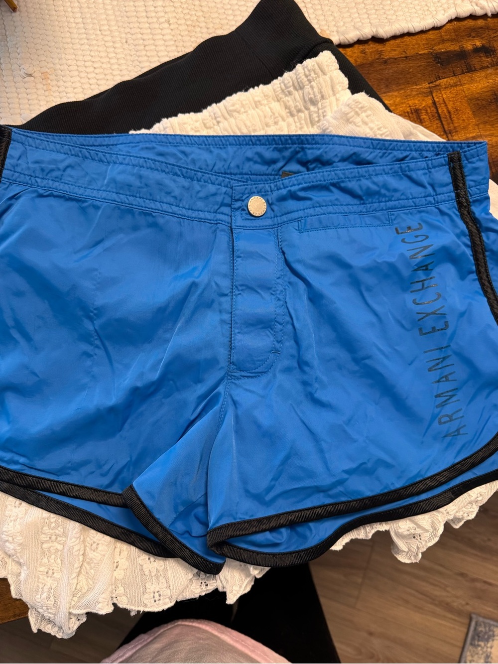 Armani Exchange Royal Blue Athletic Shorts with Black Trim